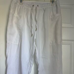 Splendid White Linen/Lycocelle Blend Pant L